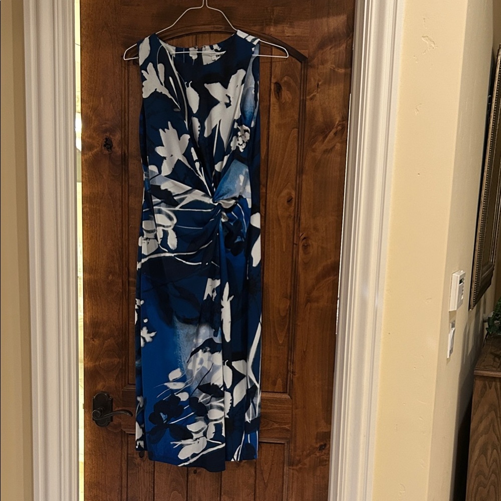 DKNY Blue and White Floral Dress mid length Size 8